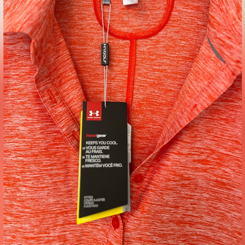 NWT Under Armour Ladies Orange Fitted Short Sleeve Shirt - Large - Picture 8 of 9